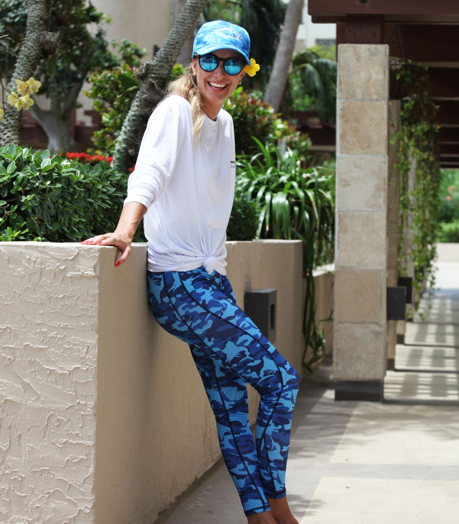 Legging azul de camuflaje para mujer