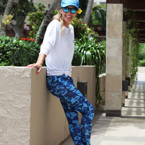 Legging azul de camuflaje para mujer