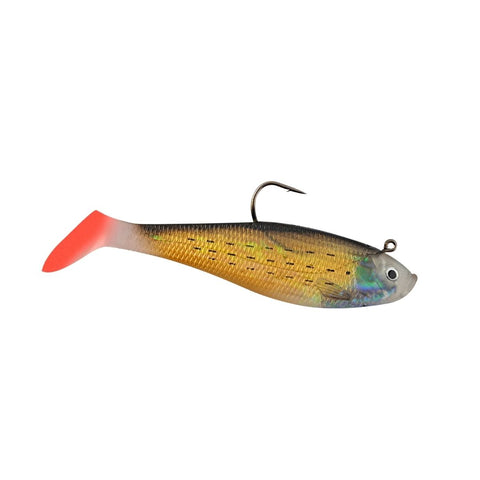 Hurricane Livewire Swim Shad (Pack of 4), 4-Inch, Gold/Mullet/Red Tail