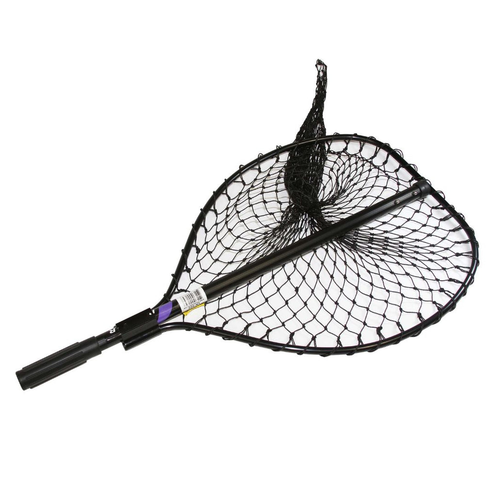 PROMAR Grande Series Landing Net - 28" x 30" Hoop, 54" Handle, Black Poly Netting LN-501P