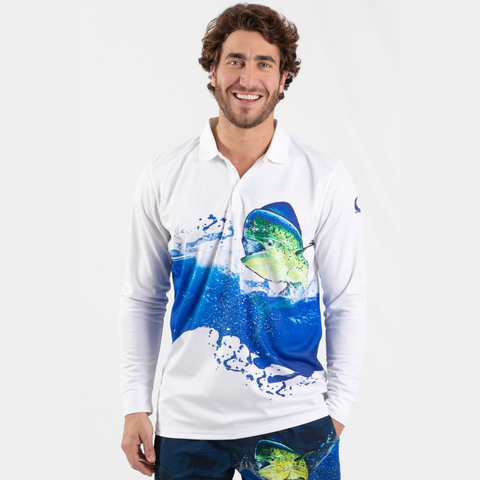 WAVE LIFE MAHI MAHI PERFORMANCE LONG SLEEVE FISHING POLO