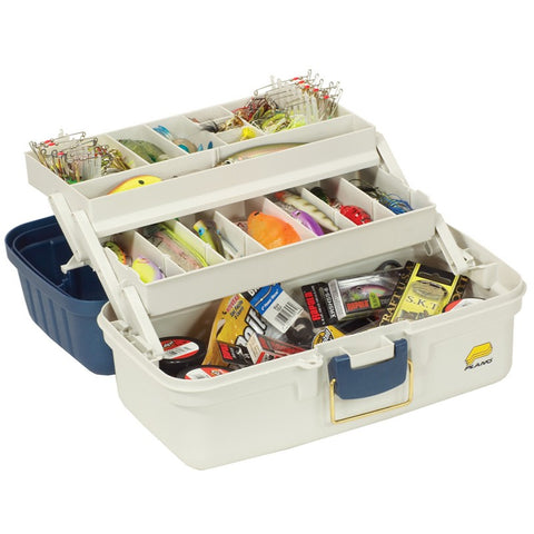 Plano 2 tray tacle box w/ dual top access blue metalic/off white 620206